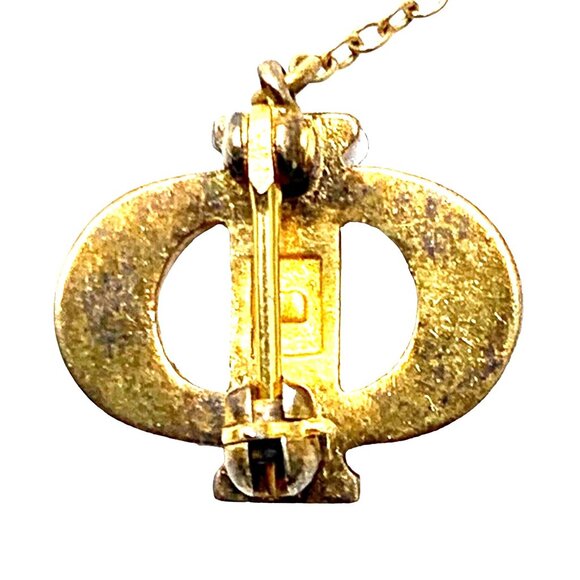 Vintage Beta Sigma Phi Fraternity Gold Tone Enamel Exemplar Torch Pin Pearls - Picture 5 of 7